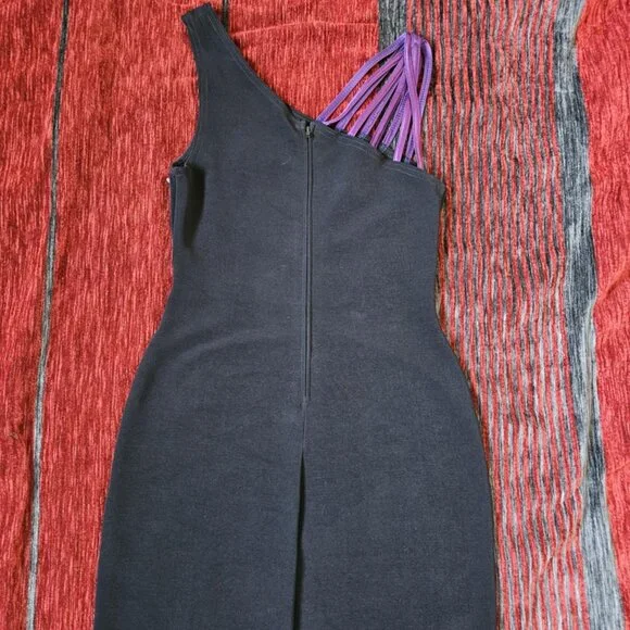 RARE Tadashi Shoji Purple & Black Mini Dress🖤💜🖤 - Picture 6 of 9